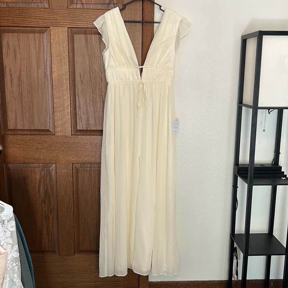 I'm All Yours Cream Ruffled Maxi Dress